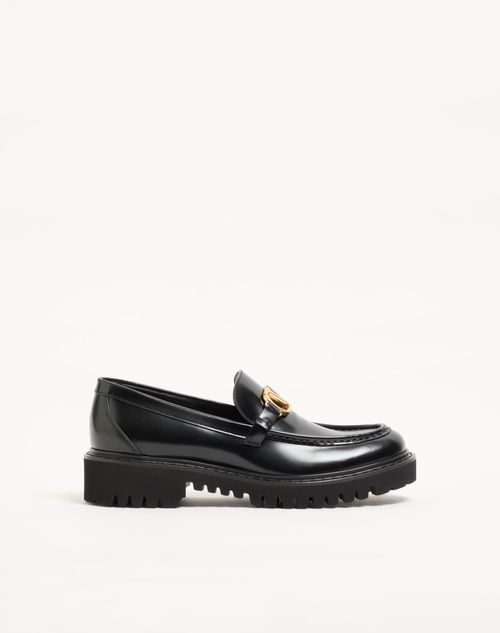 Valentino Garavani - Vlogo Signature Calfskin Loafer - Black - Woman - Loafers