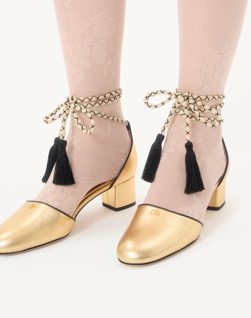 Valentino Garavani - D'orsay Bondie Pump In Laminated Nappa Leather 45mm - Gold - Woman - Pumps And Slingbacks