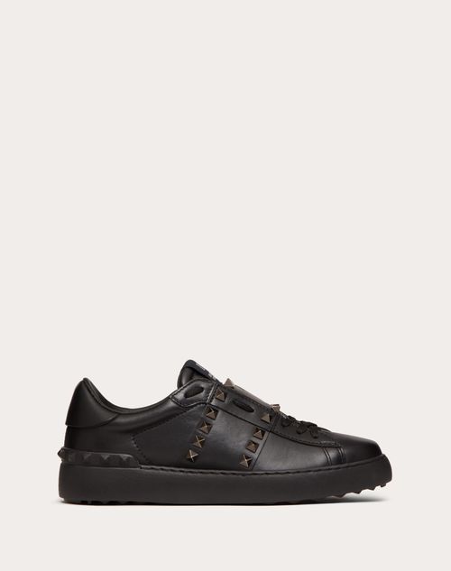 Rockstud Untitled Calfskin Leather Sneaker for Woman in Black | Valentino US
