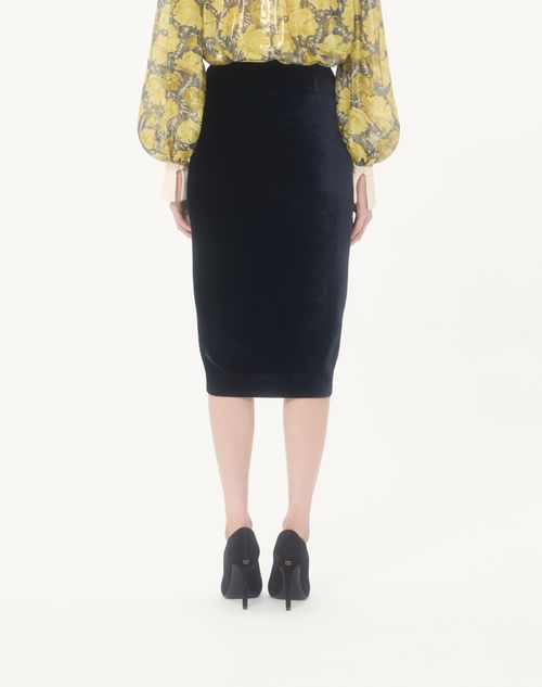 Valentino - Velvet Skirt - Navy - Woman - Skirts