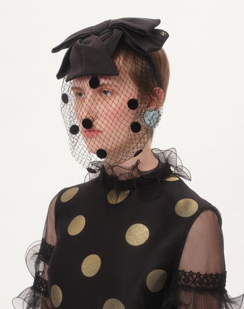 Valentino Garavani - Vlogo Signature Headband With Bow And Veil In Silk And Velvet - Black - Woman - Hair Accessories