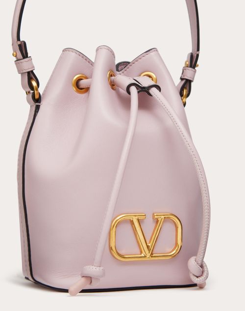 V Logo Signature Mini Leather Shoulder Bag in White - Valentino Garavani