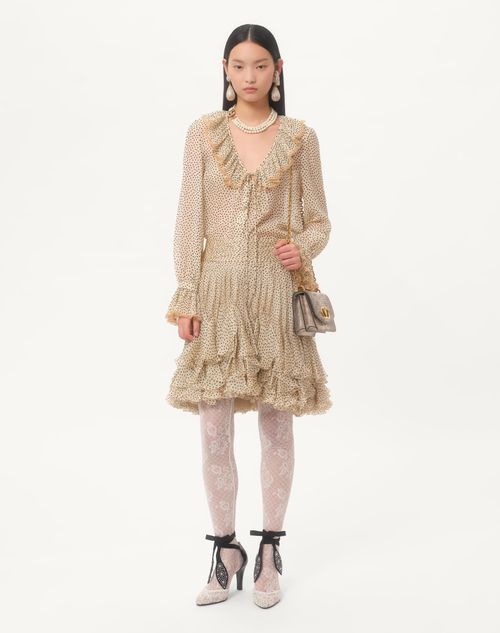 Valentino - Light Georgette Shirt With Plusdepois Print - Birch/black - Woman - Shirts And Tops