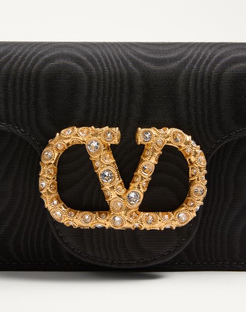 Valentino Garavani Locò Moiré Fabric Clutch With Jewel Logo Valentino Garavani Locò Moiré Fabric Clutch With Jewel Logo