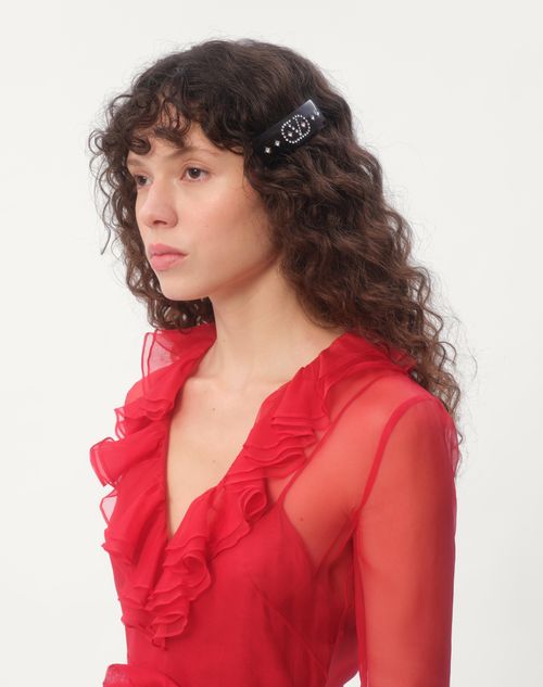 Vロゴ シグネチャー レジン X メタル X クリスタル ヘアクリップ Vロゴ シグネチャー レジン X メタル X クリスタル ヘアクリップ
