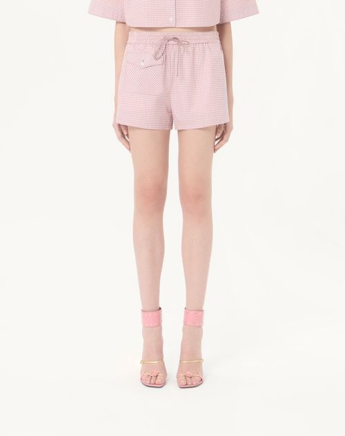 Valentino - Check Pattern Shorts - Pink/ivory - Woman - Trousers And Shorts