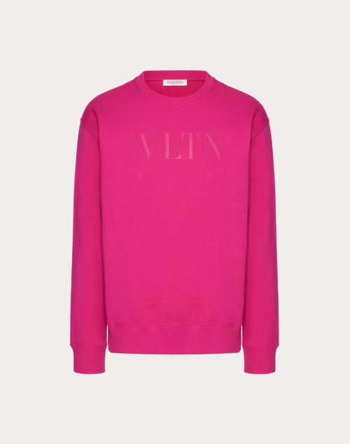 Valentino - Cotton Crewneck Sweatshirt With Vltn Print - Pink Pp - Man - Tshirts And Sweatshirts