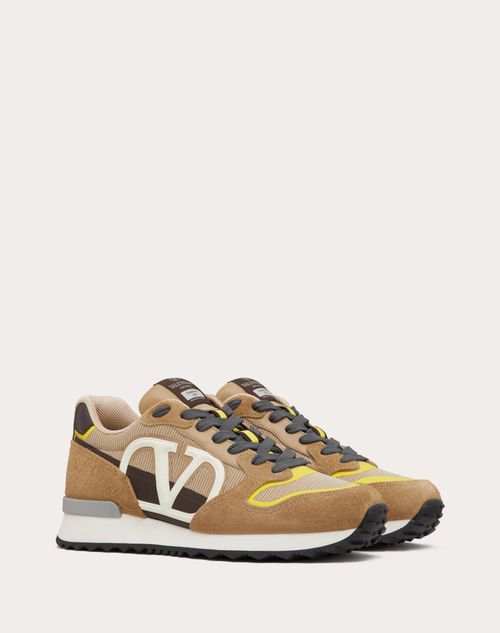 Vlogo Pace Low-top Sneaker In Split Leather, Fabric And Calf