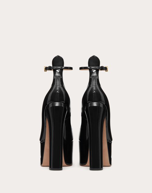 Valentino Garavani Women's Tan-Go Platform Pump in Patent Leather 155mm - Black - Pumps - 36.5
