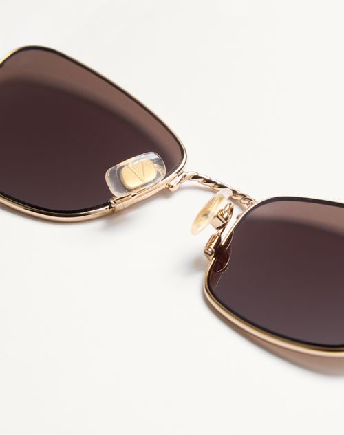 Valentino - Metal Cat-eye Eyewear - Gold/brown - Unisex - Eyewear