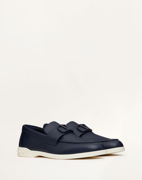 Valentino Garavani - Leisure Flows Calfskin Loafer - Marine - Man - Man Shoes Sale