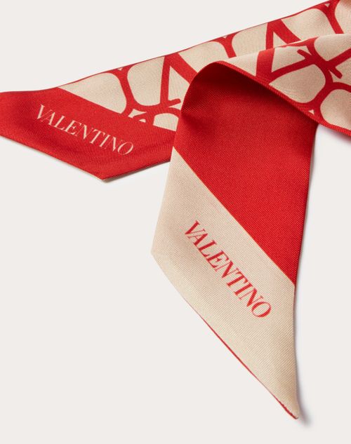 Valentino Garavani - Bufanda Tipo Bandeau De Seda Con Toile Iconographe - Beis/rojo - Mujer - Accesorios Suaves