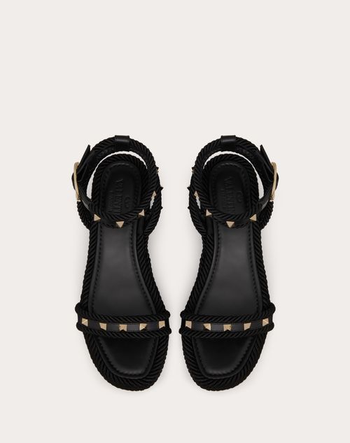 Rockstud Flatform Sandal In Calfskin 45mm for Woman in Poudre ...