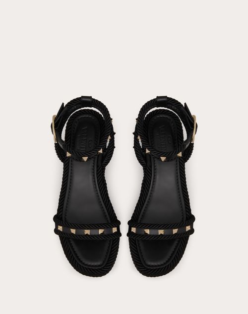 Valentino garavani rockstud flatform leather espadrille sandals hot sale