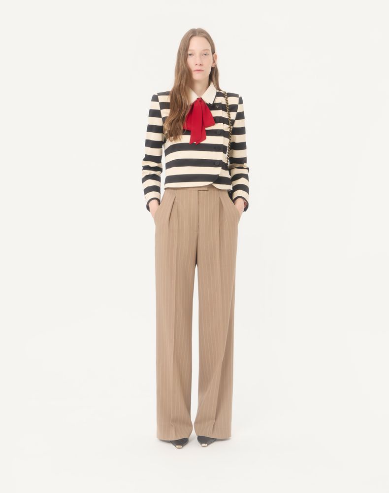 Valentino Faded Pinstripe Trousers Woman Beige/Ivory 40