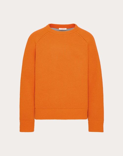 Valentino - Wool Crewneck Jumper - Orange - Man - Apparel