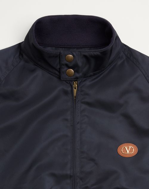 Valentino - Nylon Blouson With Vlogo Patch - Navy - Man - Outerwear