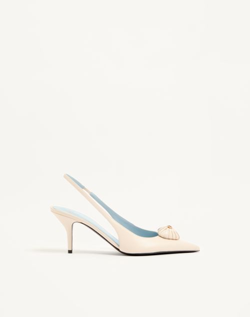 Valentino Garavani - Coeur Royal Slingback Pumps In Kidskin 75mm - Butter - Woman - Pumps And Slingbacks