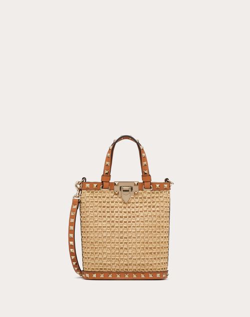 Valentino Garavani - Mini Rockstud Raffia Shoulder Bag - Natural/almond - Woman - Valentino Garavani Rockstud