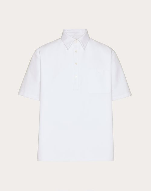 Valentino - Polo In Popeline Di Cotone Accoppiata Con Cotone - Bianco - Uomo - Abbigliamento