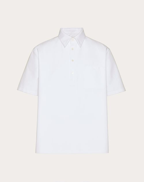 Valentino - Camisa Polo De Popelina De Algodón Laminada Con Algodón - Blanco - Hombre - Camisas