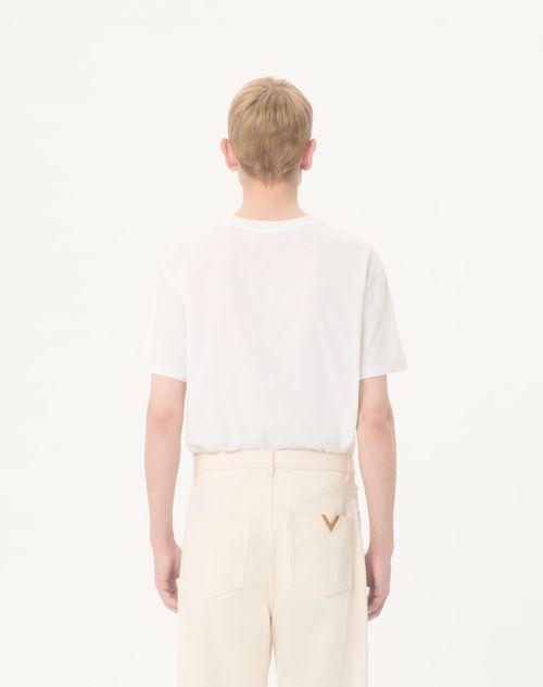 Valentino - Cotton T-shirt With Vlogo Patch - Ivory - Man - T-shirts And Sweatshirts