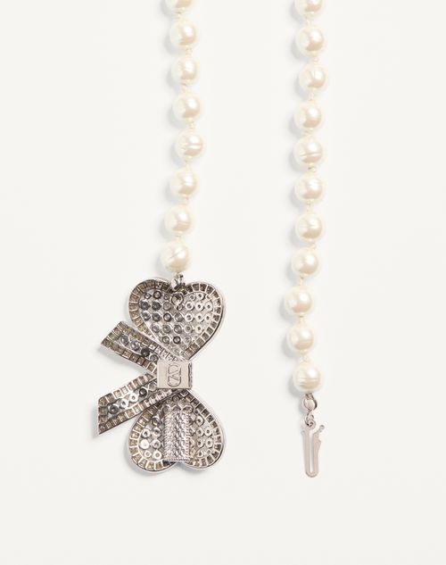 Valentino Garavani - Trop Chou Necklace In Metal, Baroque Glass Beads, And Swarovski® Crystals - Palladium/crystal - Woman - Fashion Jewelry