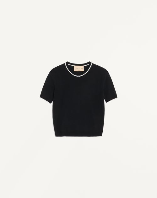 Valentino - Pull En Laine - Noir/ivoire - Femme - Maille