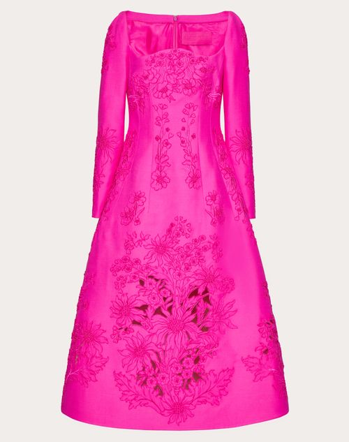 Valentino - Crepe Couture Embroidered Midi Dress - Pink Pp - Woman - Dresses