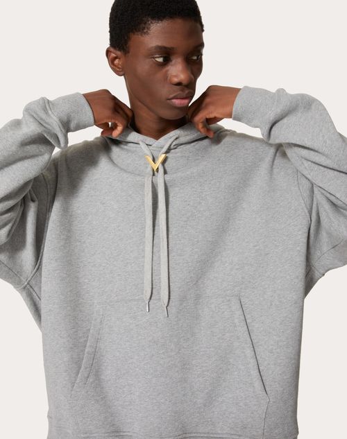 Sweat A Capuche En Coton Avec Element V En Metal pour Homme en Noir Valentino FR