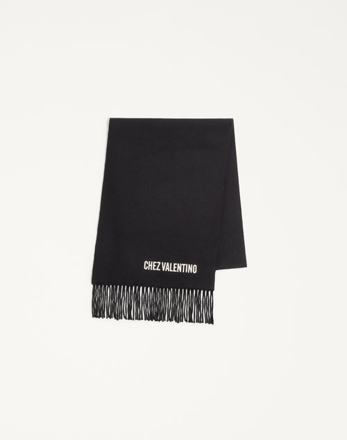 Valentino Garavani - Écharpe Valentino En Laine Avec Broderie Chez Valentino - Noir/beurre - Homme - Accessoires Textiles