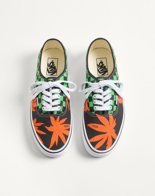 Valentino Garavani - Valentino Garavani And Vans Low-top Fabric Trainer With Vlogo Checkerboard Print And Tropical Leaves Print - Black/red/green - Man - Sneakers