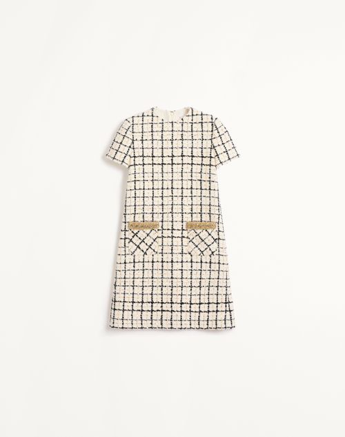 Valentino - Embroidered Short Dress In Tweed Check Pailettes - Multicolor - Woman - Woman Ready To Wear Sale