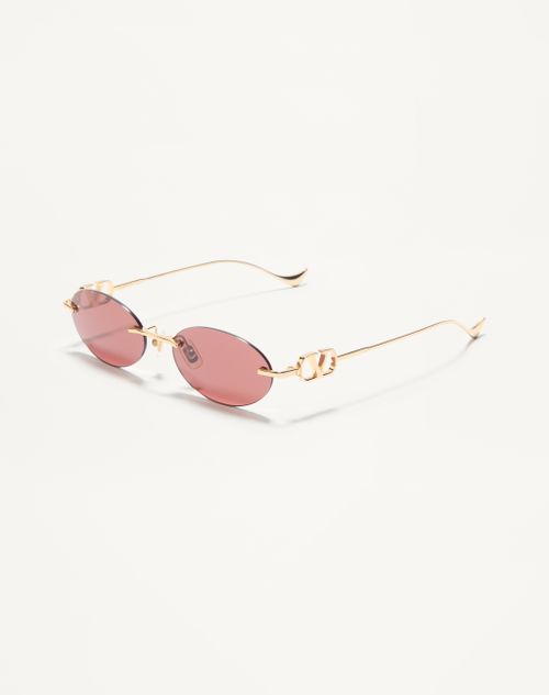 Valentino - Geometric Metal Eyewear - Gold/brown - Woman - Eyewear