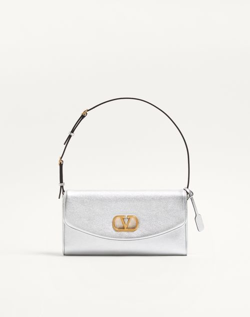 Valentino Garavani - Valentino Garavani Devain Small Shoulder Bag In Laminated Nappa Leather - Silver - Woman - Shoulder Bags