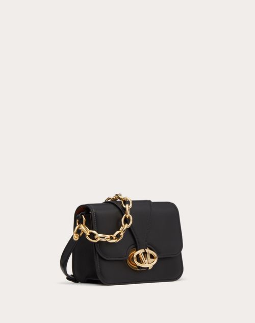 Vlogo O clock Small Nappa Leather Shoulder Bag With Chain for Woman in Black Valentino CA