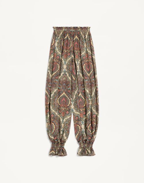 Valentino - Voyage Imaginaire Cashmere Print Georgette Pants - Birch/multicolour - Woman - Pants And Shorts