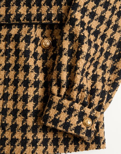 Valentino - Valentino Houndstooth Wool Safari Jacket With Belt - Black - Man - Outerwear