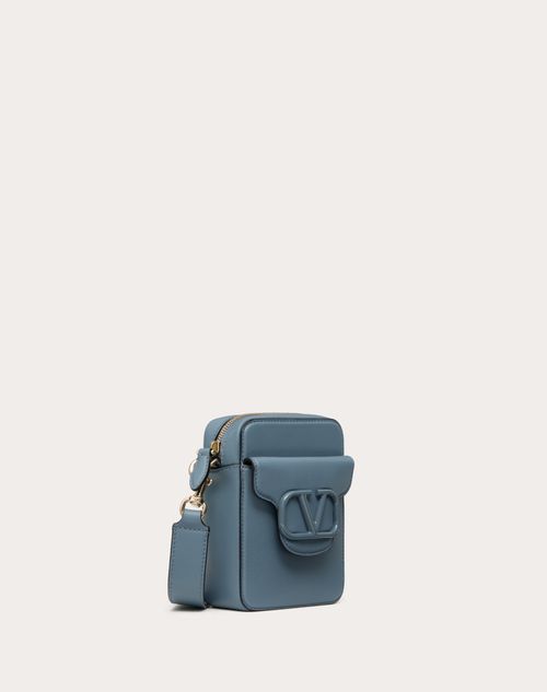 Valentino Garavani - Mini Locò Crossbody Calfskin Bag - Stone - Man - Man Bags & Accessories Sale