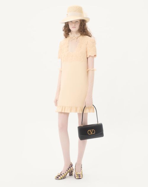 Valentino - Embroidered Crepe Couture Short Dress - Birch - Woman - Dresses