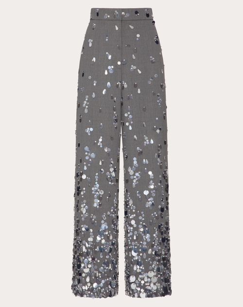 Valentino - Embroidered Active Gabardine Pants - Grey - Woman - Pants And Shorts