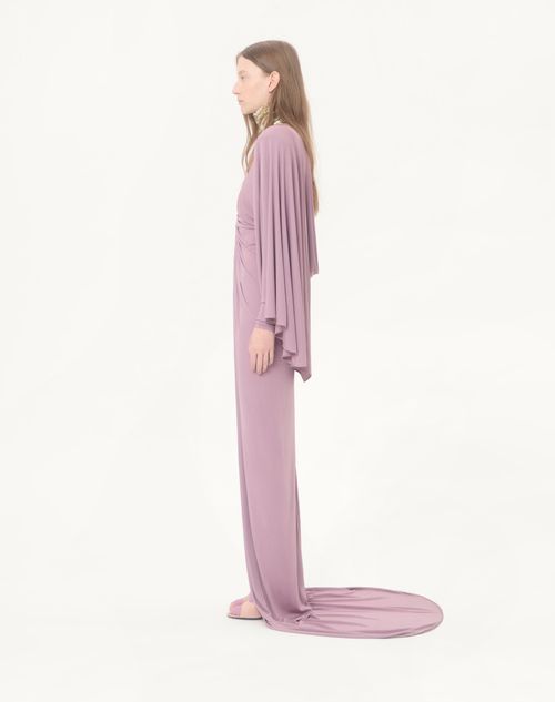 Valentino - Langes Kleid Aus Besticktem Jersey-crêpe - Lila - Frau - Abendkleider
