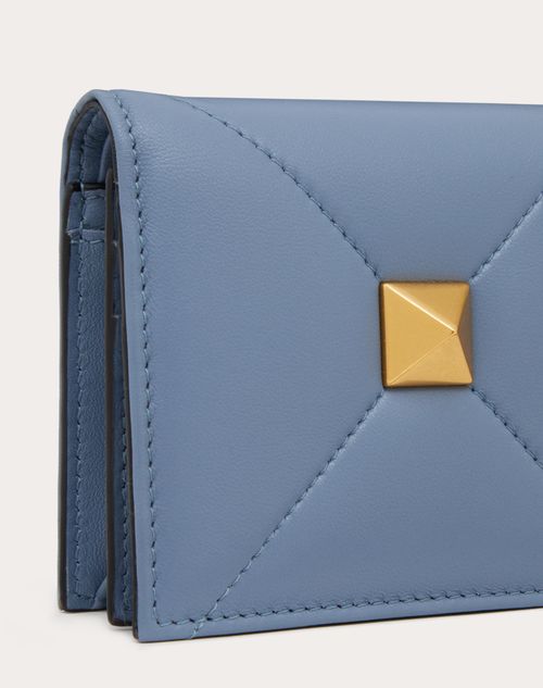 Valentino Garavani - Small Nappa Roman Stud Wallet - Azure - Woman - Wallets And Small Leather Goods