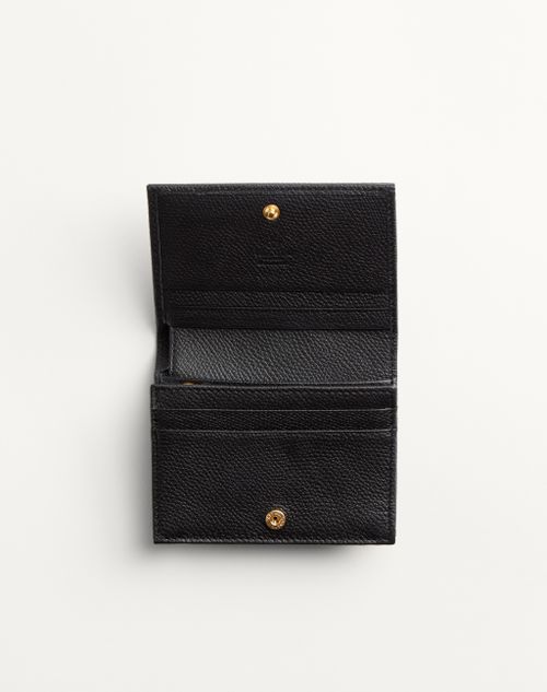 Valentino Garavani - Vlogo Signature Grainy Calfskin Wallet - Black - Woman - Wallets And Small Leather Goods