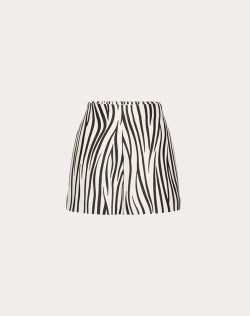 Valentino - Crepe Couture Shorts With Zebra 1966 Print - Ivory/black - Woman - Shorts