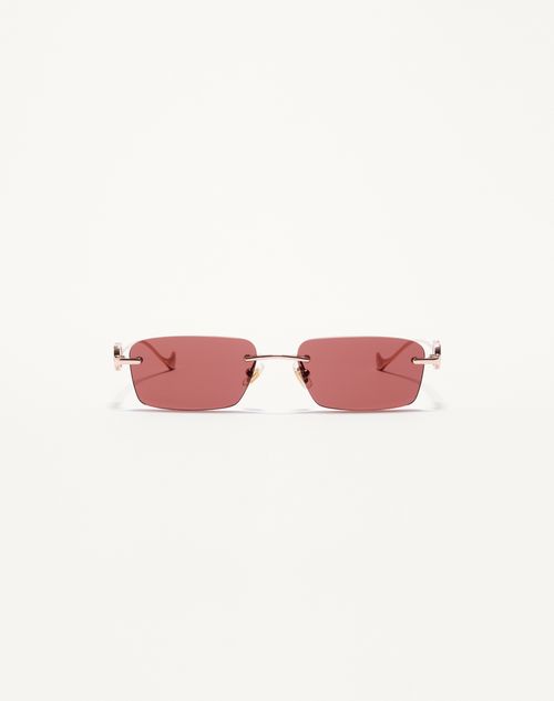 Valentino - Rectangular Metal Eyewear - Gold/brown - Unisex - Eyewear