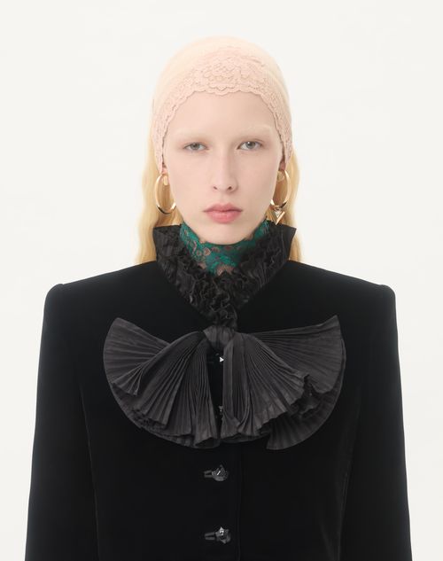 Valentino - Cropped Jacket In Sablé Velvet - Black - Woman - Jackets And Blazers