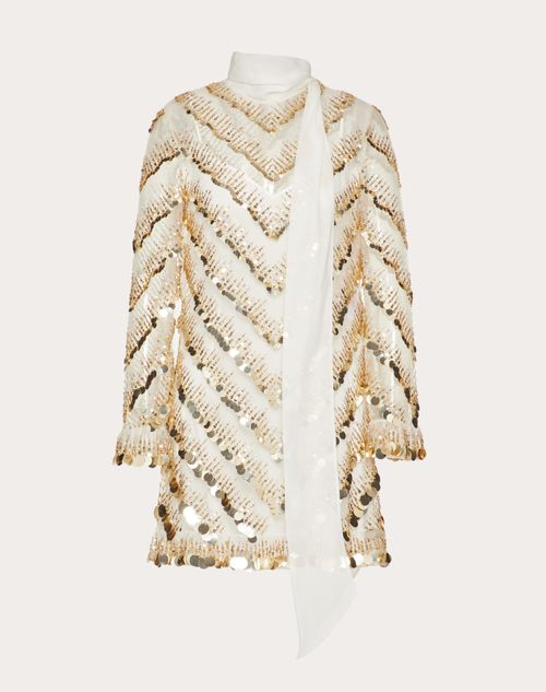 Valentino - Kurzes Besticktes Kleid Tulle Illusione - Gold - Frau - Shelve - W Pap - Tpc