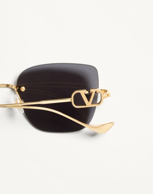 Valentino - Geometric Metal Eyewear - Gold/grey - Woman - Akony Eyewear - Accessories
