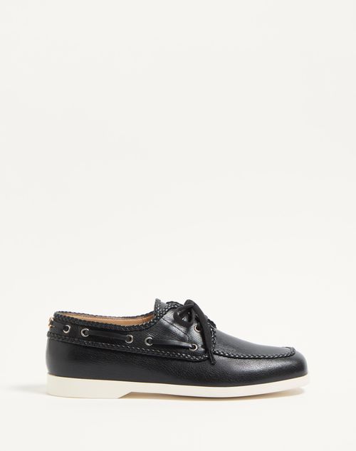 Valentino Garavani - Palm Avenue Kidskin Boat Shoe - Black - Man - Shelf - M Shoes - Palm Avenue